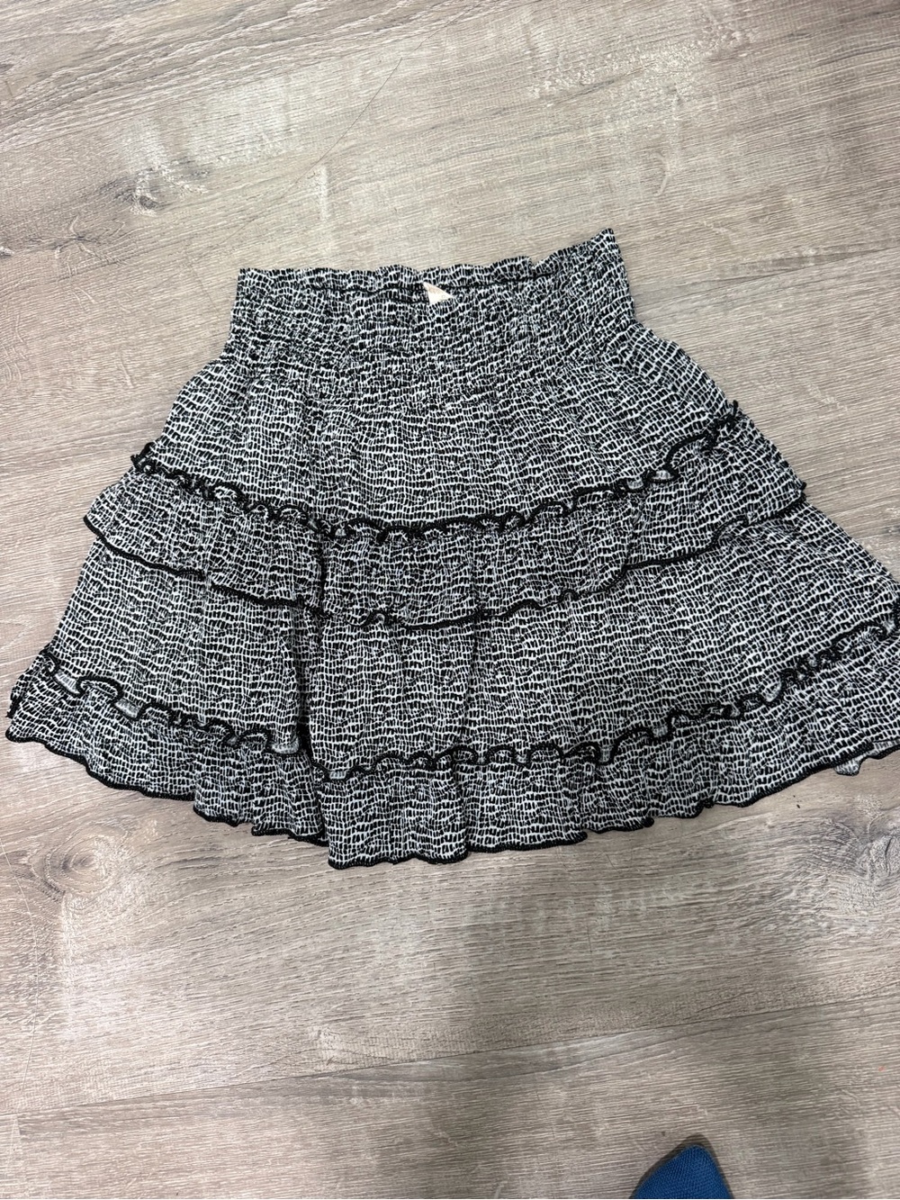 Altar'd State Black & White Smocked Tiered Ruffle Skirt